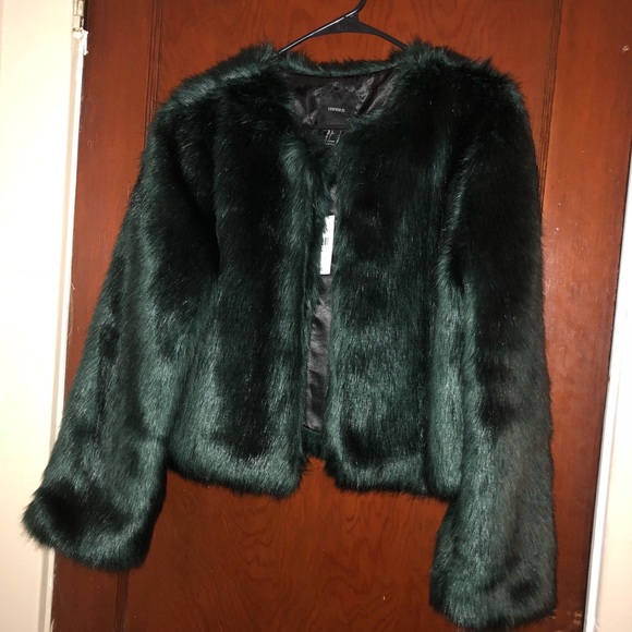 Forever 21 Jackets & Blazers - Emerald Green Faux Fur Coat